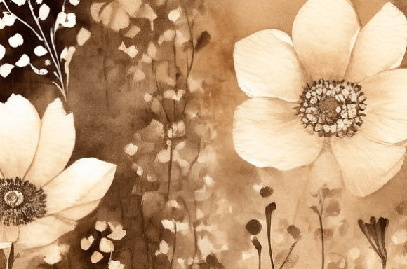 Download Warm Sepia Botanical Watercolor Floral - Premium Resources